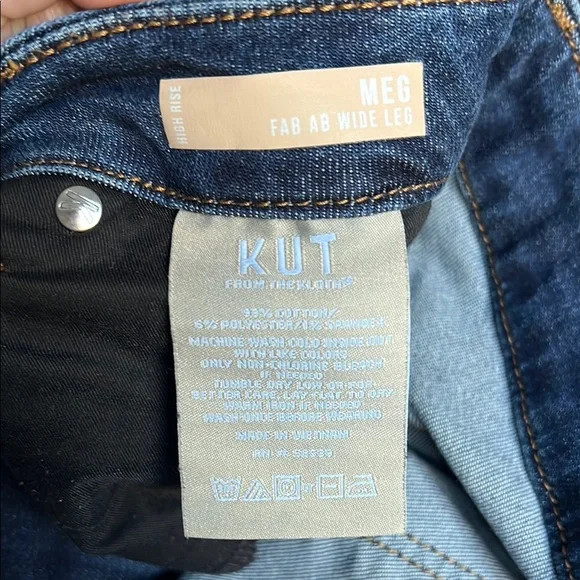 Kut From the Kloth High Rise Meg Fab Ab Wide Leg Blue Denim Jeans Size 6 - Picture 5 of 6